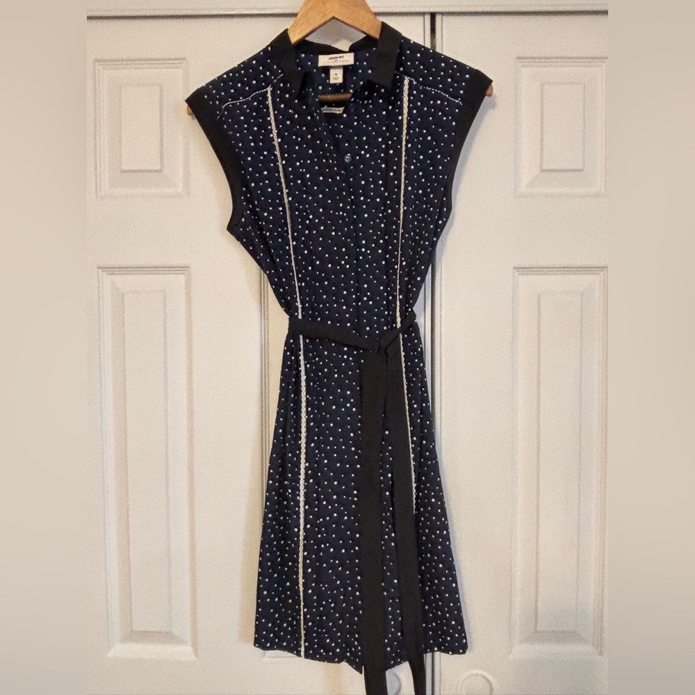 Jason Wu Black and Blue with White Polka Dot Dress
